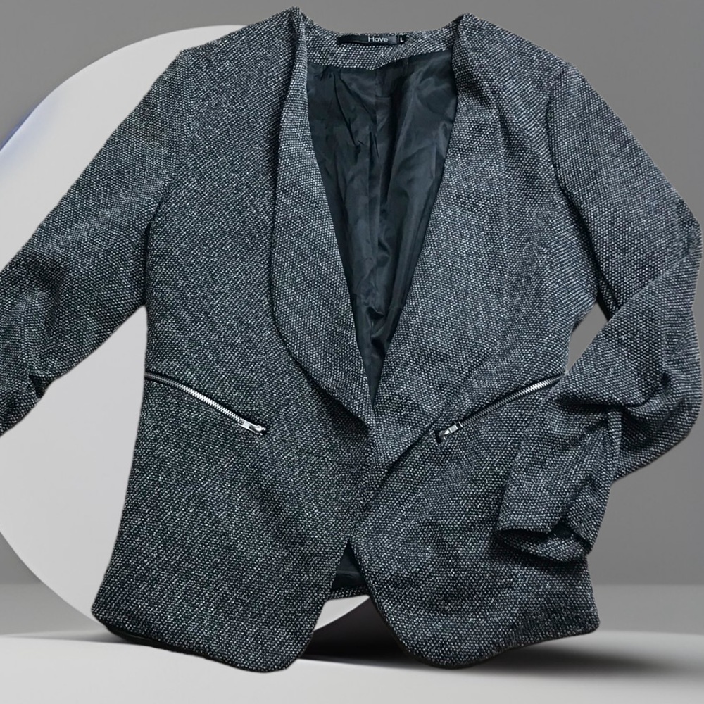 Funky 80s Retro Ruched Sleeve Blazer